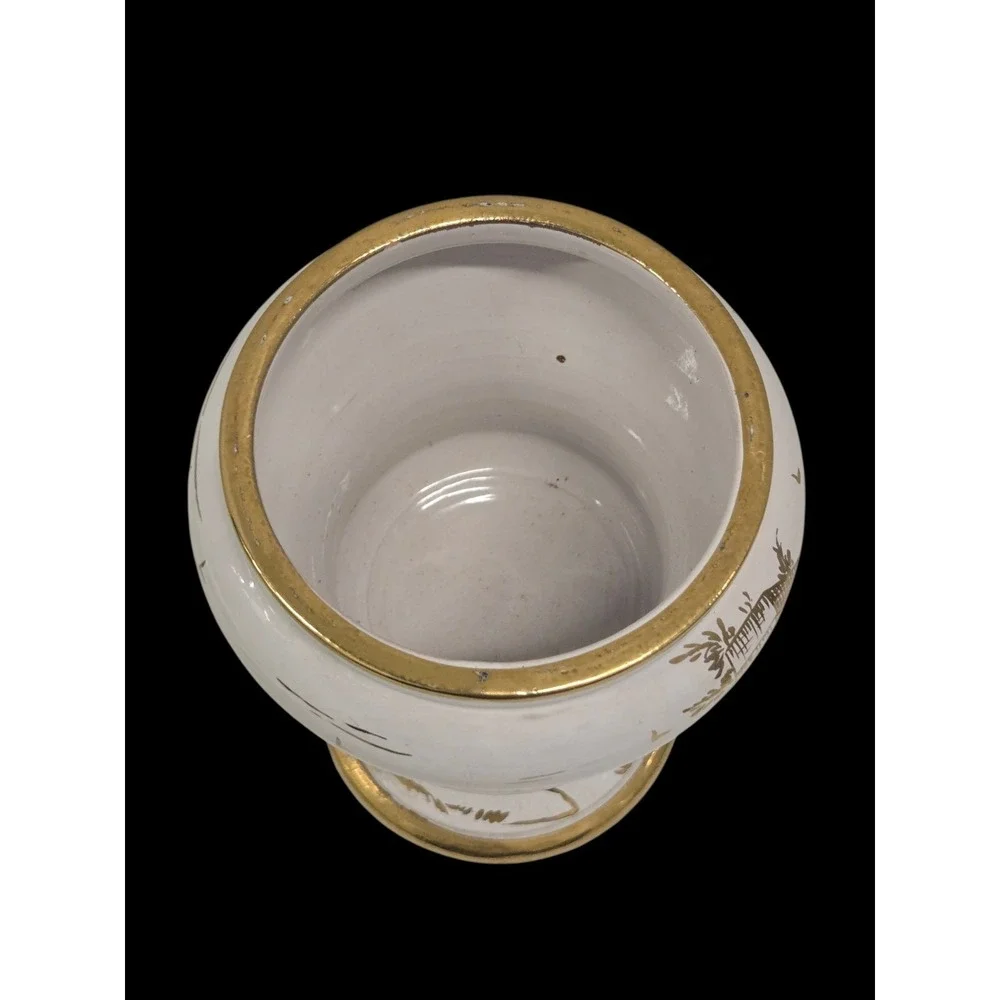 Vintage Ugo‎ Zaccagnini Italian Signed Italy Art Pottery Vase Gold White